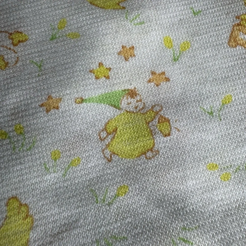 Vintage Carter's Baby Receiving Blanket White Yellow Green Nursery‎ Rhymes USA